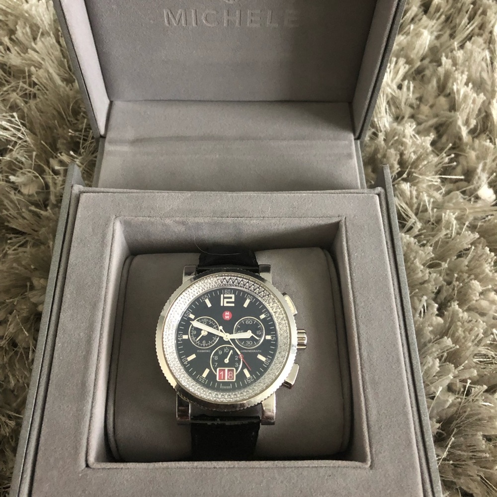 Michele Diamond Sail Watch with Patent Band